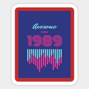 Blue and Pink Retro Birthday Event Sticker